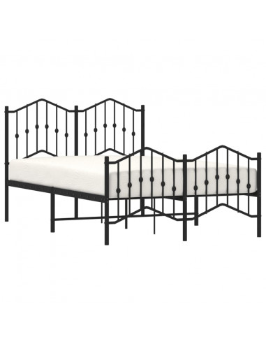 Giroletto con Testiera e Pediera Metallo Nero 120x200 cm