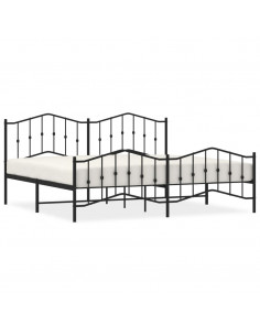 Giroletto con Testiera e Pediera Metallo Nero 193x203 cm 2