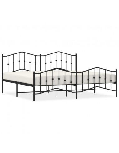 Giroletto con Testiera e Pediera Metallo Nero 193x203 cm