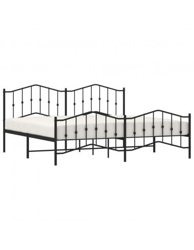 Giroletto con Testiera e Pediera Metallo Nero 193x203 cm