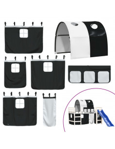 Letto a Soppalco con Tunnel Bambini Bianco e Nero 80x200cm Pino 2