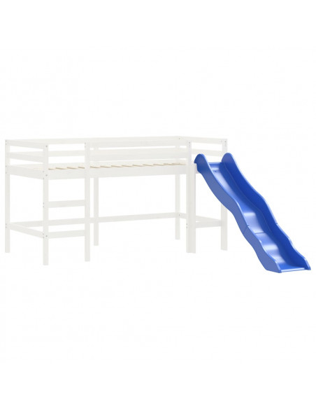 Letto a Soppalco con Tunnel Bambini Bianco e Nero 80x200cm Pino
