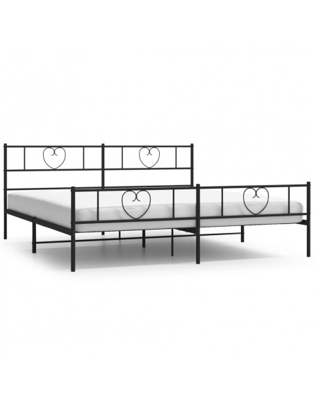 Giroletto con Testiera e Pediera Metallo Nero 193x203 cm