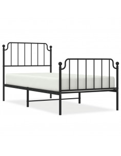 Giroletto con Testiera e Pediera Metallo Nero 90x200 cm 2