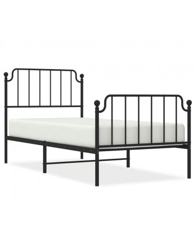 Giroletto con Testiera e Pediera Metallo Nero 90x200 cm