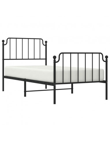 Giroletto con Testiera e Pediera Metallo Nero 90x200 cm