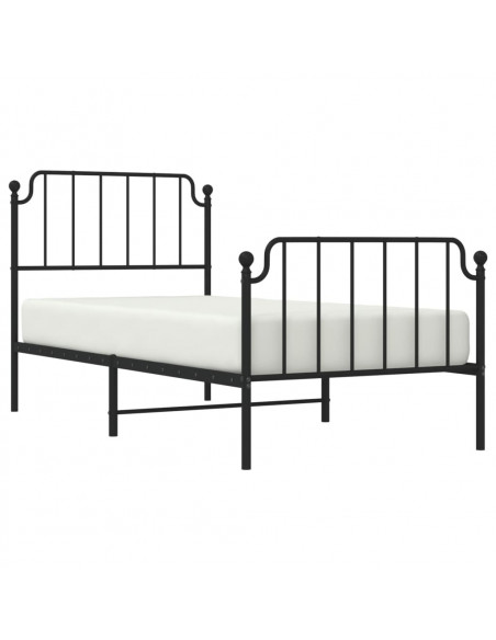 Giroletto con Testiera e Pediera Metallo Nero 90x200 cm