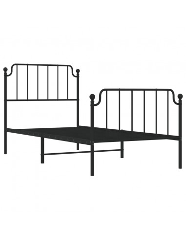 Giroletto con Testiera e Pediera Metallo Nero 90x200 cm