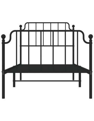 Giroletto con Testiera e Pediera Metallo Nero 90x200 cm