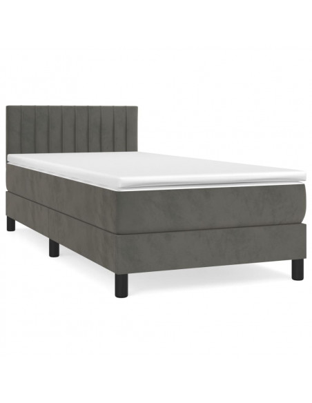 Giroletto a Molle con Materasso Grigio Scuro 90x200 cm Velluto