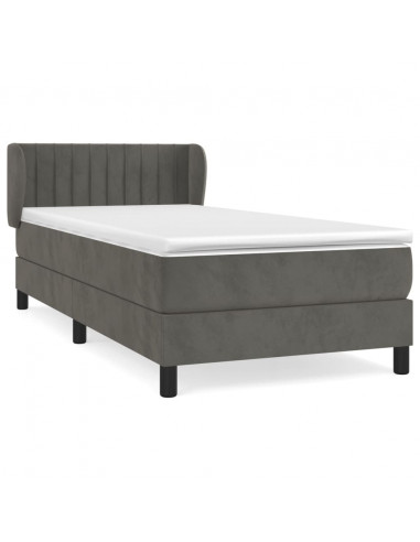 Giroletto a Molle con Materasso Grigio Scuro 90x200 cm Velluto