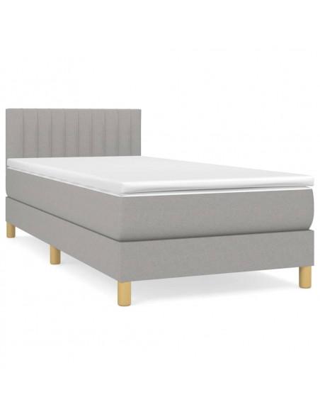 Giroletto a Molle con Materasso Grigio Chiaro 90x200 cm Tessuto