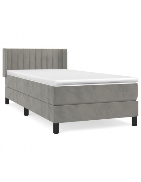 Giroletto a Molle con Materasso Grigio Chiaro 90x200 cm Velluto