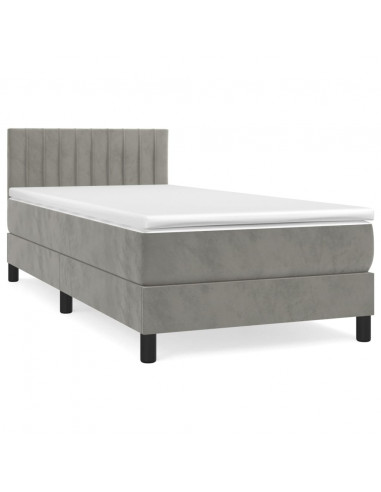 Giroletto a Molle con Materasso Grigio Chiaro 90x200 cm Velluto