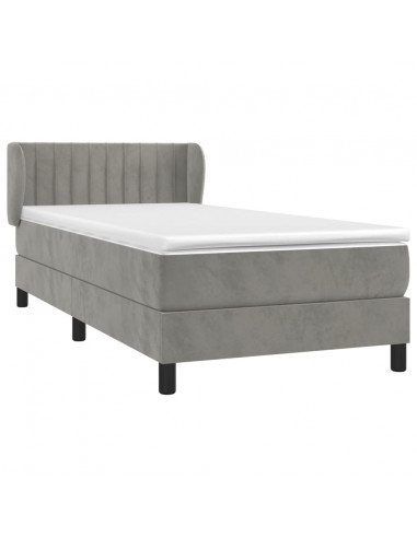 Giroletto a Molle con Materasso Grigio Chiaro 90x200 cm Velluto