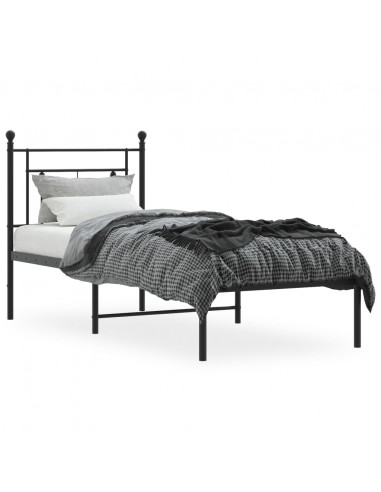 Giroletto con Testiera in Metallo Nero 80x200 cm