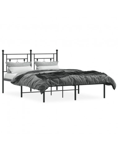 Giroletto con Testiera in Metallo Nero 140x190 cm