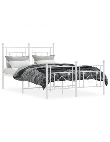 Giroletto con Testiera e Pediera Metallo Bianco 120x190 cm