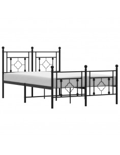 Giroletto con Testiera e Pediera Metallo Nero 120x190 cm 2