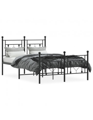 Giroletto con Testiera e Pediera Metallo Nero 120x190 cm