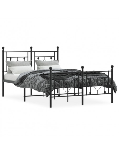 Giroletto con Testiera e Pediera Metallo Nero 120x190 cm