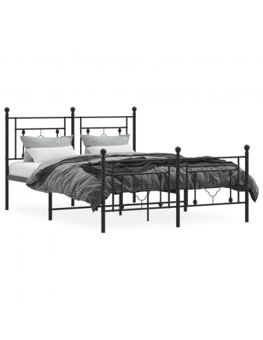 Giroletto con Testiera e Pediera Metallo Nero 140x190 cm