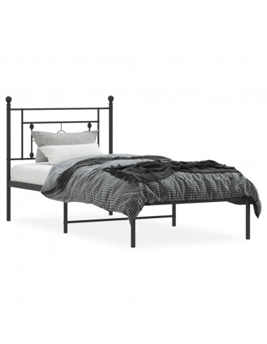 Giroletto con Testiera in Metallo Nero 100x190 cm