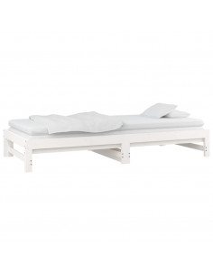 Dormeuse Estraibile Bianca 2x(90x200) cm Legno Massello di Pino 2