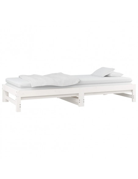 Dormeuse Estraibile Bianca 2x(90x200) cm Legno Massello di Pino
