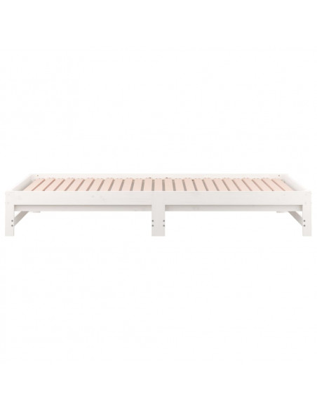 Dormeuse Estraibile Bianca 2x(90x200) cm Legno Massello di Pino