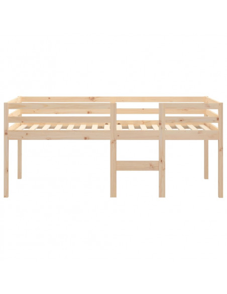 Letto a Soppalco 75x190 cm in Legno Massello di Pino