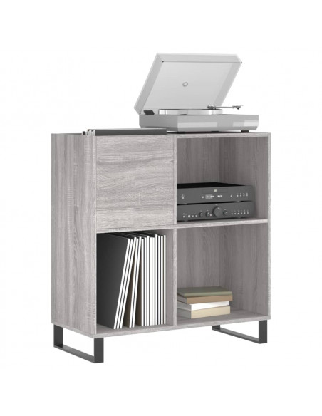 Mobile Porta Dischi Grigio Sonoma 84,5x38x89 Legno Multistrato