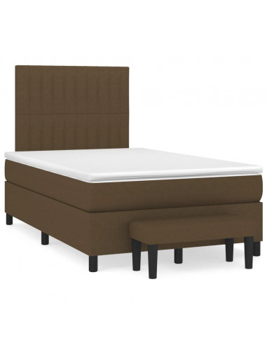 Giroletto a Molle con Materasso Marrone Scuro 120x200cm Tessuto