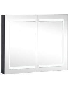 Armadietto Bagno con Specchio e LED 80x12,2x68 cm 2