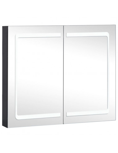 Armadietto Bagno con Specchio e LED 80x12,2x68 cm