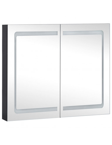 Armadietto Bagno con Specchio e LED 80x12,2x68 cm