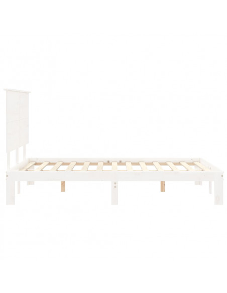 Giroletto con Testiera Bianco 140x190 cm in Legno Massello