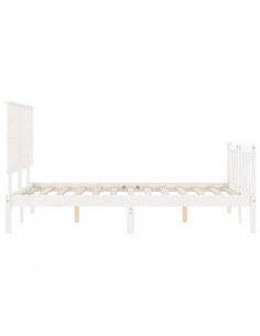 Giroletto con Testiera Bianco 140x200 cm in Legno Massello 2