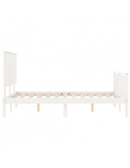 Giroletto con Testiera Bianco 140x200 cm in Legno Massello