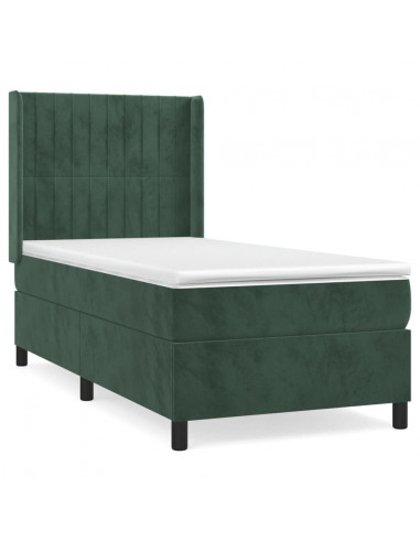 Giroletto a Molle con Materasso Verde Scuro 100x200 cm Velluto