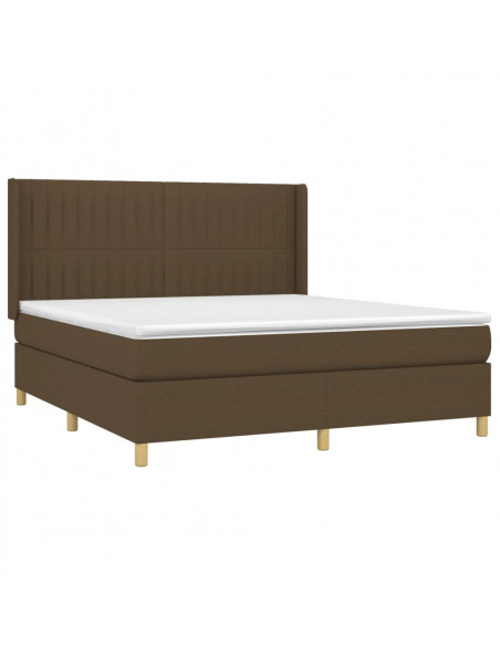 Letto a Molle Materasso e LED MarroneScuro 180x200cm in Tessuto