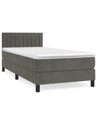 Giroletto a Molle con Materasso Grigio Scuro 80x200 cm Velluto