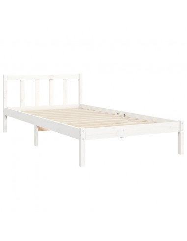 Giroletto con Testiera Bianco 100x200 cm in Legno Massello