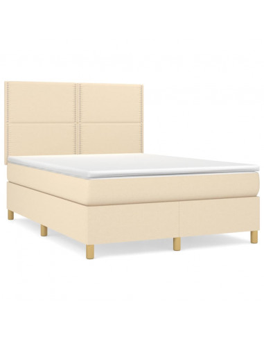 Giroletto a Molle con Materasso Crema 140x19 cm in Tessuto