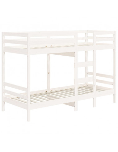 Letto a Castello Bianco 90x190 cm in Legno Massello di Pino