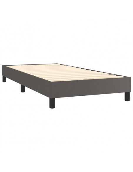 Giroletto Molle con Materasso e LED Grigio 80x200cm Similpelle
