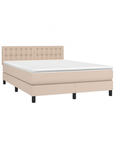 Giroletto Molle Materasso e LED Cappuccino 140x190cm Similpelle