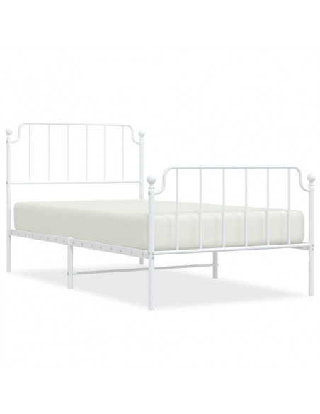 Giroletto con Testiera e Pediera Metallo Bianco 100x190 cm