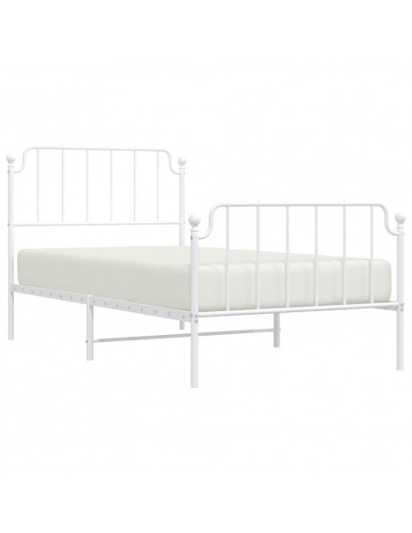 Giroletto con Testiera e Pediera Metallo Bianco 100x190 cm