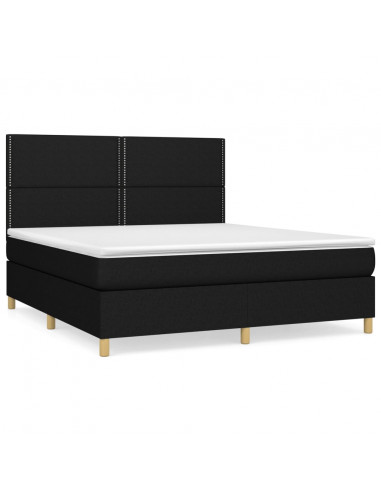 Giroletto a Molle con Materasso Nero 160x200 cm in Tessuto